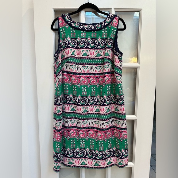 Talbots Fringe Sleeveless Floral Paisley Boho Southwestern Dress Plus Size 14W - Picture 1 of 13